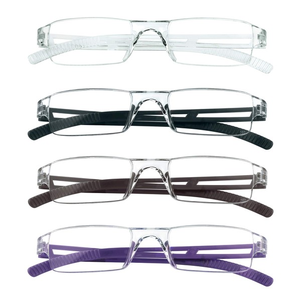 LifeArt 4 Pairs Reading Glasses, Blue Light Blocking Glasses, Computer