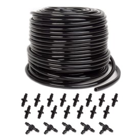 100 ft Drip Irrigation Tubing, 1/4 Inch Drip Line Irrigation Hose with 20 Pcs Drip Irrigation Parts, Drip Irrigation Kit by MoHern