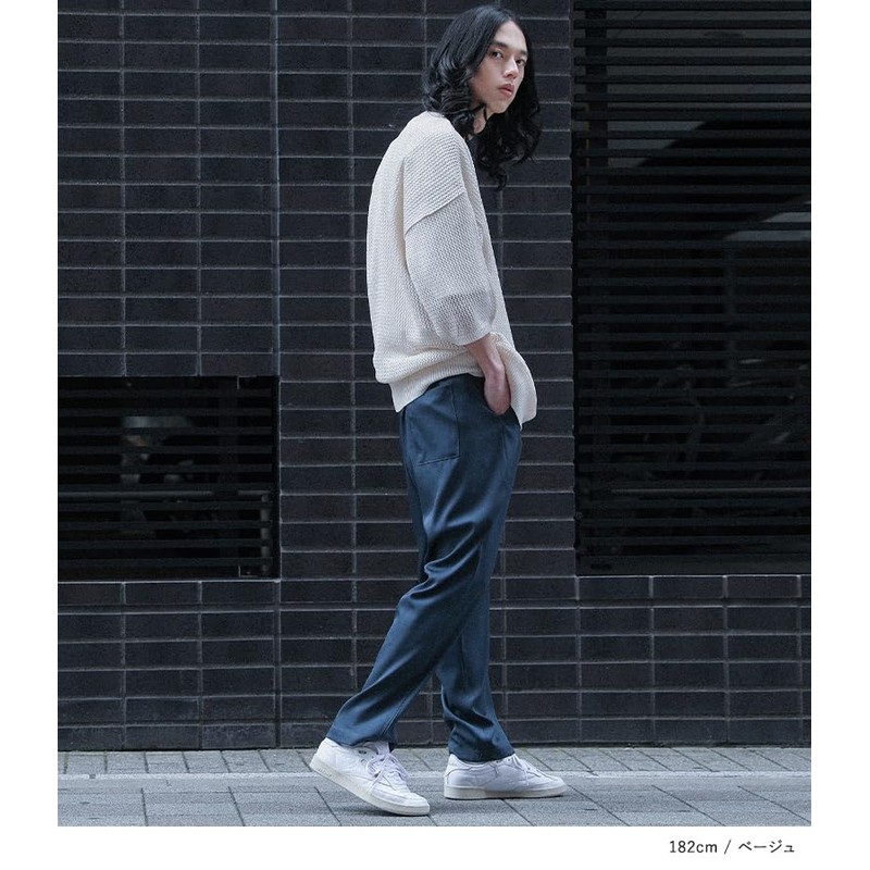 n'OrLABEL 12tn0a5 Fashionable Walker Men's Sweater, Oversized Mesh Knit, Crew