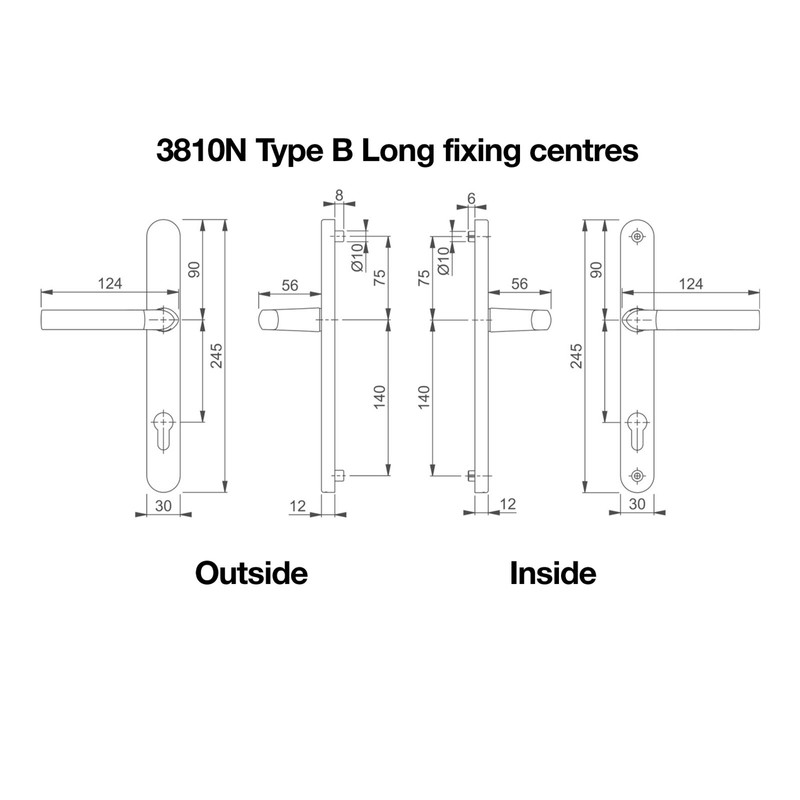 Birmingham Hoppe Gold Pair Handle 92PZ or 92mm Sprung Lever