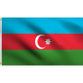 DMSE Azerbaijan Flag 3X5Ft Foot 100% Polyester 100D Flag