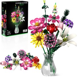 OKKIDY Flower Bouquet Building Set 699 Pieces, DIY Unique Decoration Home, Gifts for Mother's Day, Birthday, Valentine's Day, Anniversary, Flower Building Toy for Girls Boys 6+