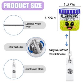 Urine Good Hands Funny Urology Badge Reel Holder Retractable | Cute Dialysis Tech Badge Reel with Alligator Clip & 24” Durable Nylon Cord for Urology Nurse Doctor Urologist & Medical Worker | Acrylic