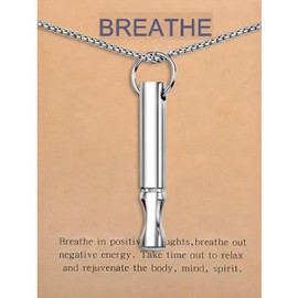 Relaxation Breathing Necklace Stress Relief Pendant Stainless Steel Anxiety Breathe Necklace for Women and Men Rotundity, Steel