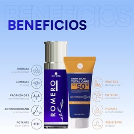 MIST JEWEL Kit facial con aceite de Romero 100% natural + Protector Crema solar FPS50+ | Paquete skincare para proteccion e hidratacion de la piel (Pr