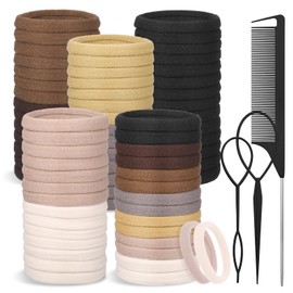 Pack of 100 Hair Bobbles 4.3 cm Large Seamless Elastic Hair Bobbles Women's Hair Bobbles Men with Handle Comb for Girls, Women Men Hair