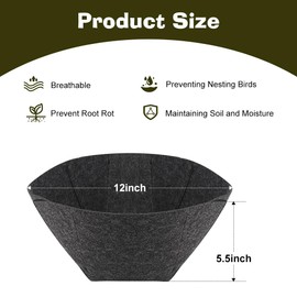WALLFID 2 Pcs Hanging Basket Liners 12 Inch,Felt Basket Liner,Garden Basket Liners,for Outdoor Hanging Flowers Vegetables,Avoid Birds Nesting (2, 12inch)
