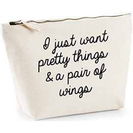Hippowarehouse I just want pretty things and a pair of wings printed make up cosmetic wash bag 18x19x9cm
