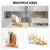 4 PCS Wooden Dish Drying Rack Bamboo Plate Dish Rack