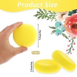 Apausvcm Pack of 12 Round Painting Sponge, Synthetic Art Sponge, Round Sponge Set, 7.5 cm Yellow Craft Sponges, Artist Sponges for School, Craft, Ceramic, Art, Clay, Face Painting, Cleaning