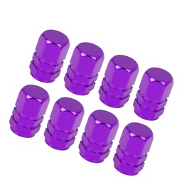 Motoforti Universal Bike Tire Stem Valve Cover Caps, Purple, 8 Pcs