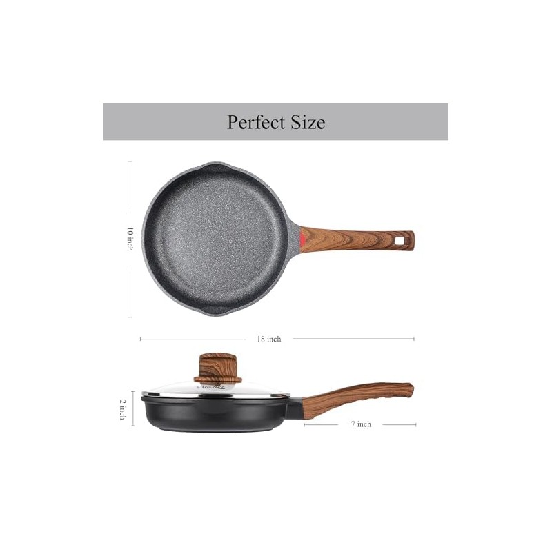 Vinchef Non Stick Frying Pan with Lid,9.5 Inch Anti Scratch
