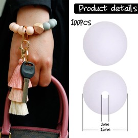 100Pcs Silicone Beads, 15mm Silicone Beads Bulk Round White Silicone Beads for Keychain Making Loose Silicone Beads Rubber Focal Silicone Beads for Pens Necklace Bracelet Lanyard Making (White)