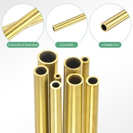 M METERXITY 300mm真鍮丸管、2mm 2.5mm 3 mm 3.5mm 4mm 4.5mm 5mm 5.5mm OD 0.5mm壁厚真鍮シームレス直管チューブ、建設/加工/DIYクラフト用[8パックセット]