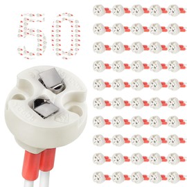 DiCUNO G4, GU5.3 Bi-Pin Ceramic Base Socket, MR16, MR11 Halogen Incandescent LED Bulb Holder Wire Connector (50pcs)