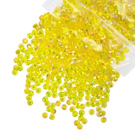 qiipii 2700PCS 4mm Transparent Lemon Yellow AB Resin Rhinestones for Crafting Clear Citrine Flatback Jelly Stones Bulk SS16 Diamonds Gems Charms for Nails Face Eyes Makeup Tumblers DIY Crafts Clothes
