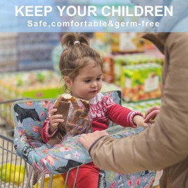 Polovillae Grey Shopping Cart Cover for Baby 2-in-1 High Chair Cover with Safety Harness Multifunctional Dog Pattern Cart Covers for Babies Soft Padded Grocery Cart Cover for Baby Boy Girl