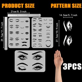 FINGERINSPIRE Set of 3 Painting Stencils with Face Features 21 x 29.7 cm Eyes Nose Mouth Eyebrow Beard Drawing Template Face Features Stencil for Painting on Wood Wall Fabric Furniture