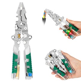 Alicate de Pelado de Cables 8 en 1, Alicate Profesional Multifuncional para Pelado de Cables, con Tester de Voltaje, Herramienta de Reparación para El