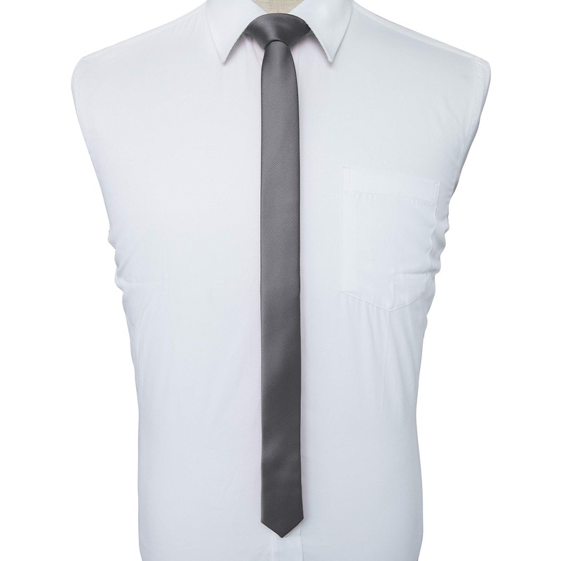 JEMYGINS Mens Slim Silk Tie 4cm Grey Medium, gray