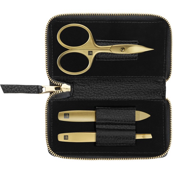 ZWILLING Manicure Set 3-Piece Gold Edition, Care for Hands and Feet with Nail Scissors, Stainless Steel, Premium, Black