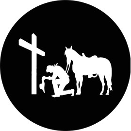 Tire Cover Central Cowboy Kneeling at Cross Spare Tire Cover (Custom Made to Your tire Size-See menu)