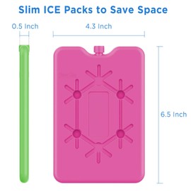 Ice Packs for Cool Bag - Ice Packs - 4 Pieces of 200 ml - Reusable Ultra Thin Cooling Element - Suitable for Outdoor Activities to Take Away to Keep Food Fresh (Red Green 2)