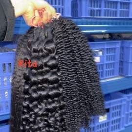 Hot Selling High Quality 100% Raw Human Hair Extension Deep Curly Feathers Tip Crochet Braiding Hair Tape in k Tip Kinky Curlycolor: kinky straight, Stretched Length: 24"