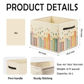 OTOUO Inspirational Boho Classroom Storage Bin Box, Colorful Crayon Affirmation Kids Foldable Laundry Basket Toys Books Clothes Organizer for Girls Boys Room Nursery Playroom Decor