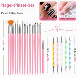 luxwo Nail Brush Set 20 Pieces Nail Brush for Gel Nails with Dotting Tool