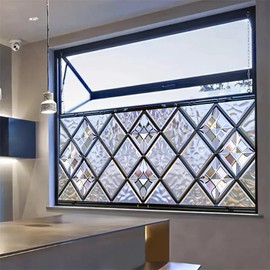 HOMETITUTE Privacy Window Film Decorative Glass Door Cling Static Cling Window Film Textured Frosted Window Covering for Bathroom Kitchen Entryway Anti UV Adhesive Free 39.3x17.7 Inch