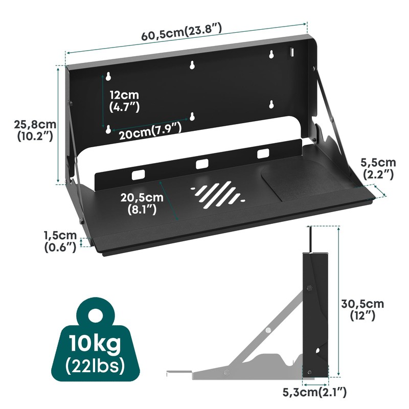 Flip Down Wall Mount Keyboard Tray, 24 Inch Keyboard Holder