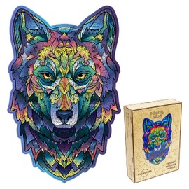 WOODSTERS Original Wooden Jigsaw Puzzle - Mighty Wolf A3 | Unique Shapes | Stunning Wooden Puzzles for Adults & Teens | Brain-Boosting Challenge, Perfect for Family Fun