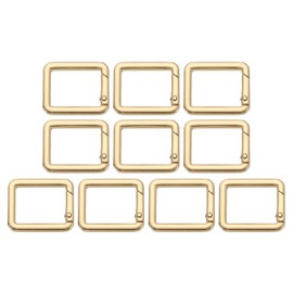 sourcing map Square Shaped Spring Snap Keychain Clip, 27mm Metal Trigger Keychain Hook Clip Key Hook Buckle for Purses Wallet Belts Hardware Bags, Light Gold Pack of 10