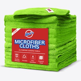 BINI'S Microfiber Cleaning Cloth, 12 Pack Cleaning rag, Green, Reusable and Washable, Ultra Absorbent, Cleaning Towels,12"X12", Premium Microfiber Cloth for Cars, House, Kitchen, Windows, Mirror