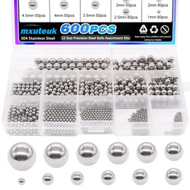 mxuteuk 600 Pieces 12 Size Stainless Steel Precision Steel Balls 1-8 mm Metric Bicycle Bearing Balls Classification Kit Mixing Balls 1 mm 2 mm 2.5 mm 3 mm 3.5 mm 4 mm 4.5 mm 5.5 mm 6 mm 7 mm 8 mm