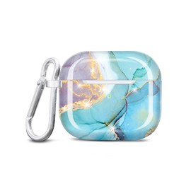 JIAXIUFEN Kompatibel mit AirPods 3 Hülle Stoßfeste Silikon Kopfhörer Taschen Case Schutzhülle Zubehör mit Karabiner Kompatibel mit AirPods 3 Generation, Minze Violett