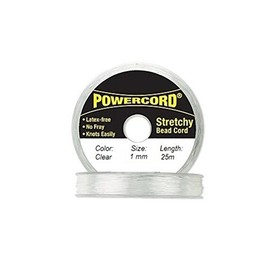 Powercord Elastic Cord Clear 1mm Diameter 27.3 Yards / 25 Meters