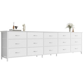 Huuger 78.7 inch Long Dresser for Bedroom, Extra Large TV Stand for 65, 75, 85 inch TV, 15 Drawer Dresser for Closet, Wide Chest of Drawer with Storage, Low Entertainment Center, White