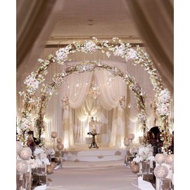 DJBM 59’’ Solid Color Sheer Chiffon Fabric Yards Continuous All Colors for DIY Decoration Valance Ivory/25 Yards