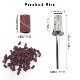 Sanding Bands for Nail Drill, 180 Grit Fine Nail Sanding Bands, 100pcs with 1pcs 3/32'' Mandrels Bits, Nails File for Manicure Pedicure