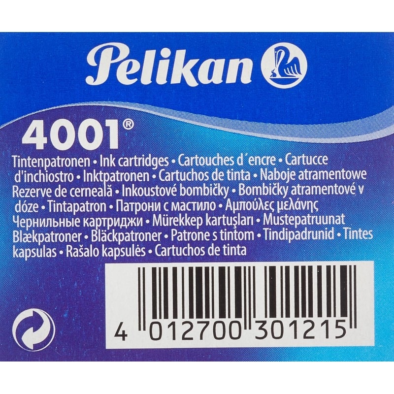 Pelikan 4001 TP/6 Ink Cartridges for Fountain Pens, Brilliant Black,