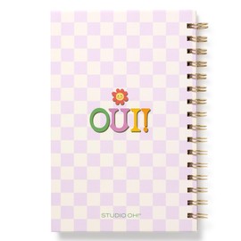 Studio Oh! Medium Spiral Notebook 5.75" x 8.75", Back to School Supplies & Cute College Essentials, Aesthetic Notebook for School, 160 Page Lined Paper, 100 GSM Paper Weight, Lay Flat Binding, Bonjour