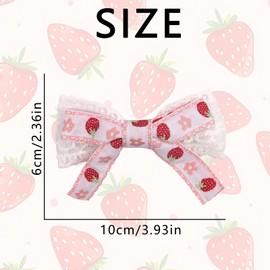 Red Strawberry Hair Bow Clips for Women Pink Flower Hair Clips Fruit Alligator Clips with Lace Cute Hair Barrettes for Toddlers Babies Spring Bows for Girls Birthday Party Strawberry Accessories 2Pcs
