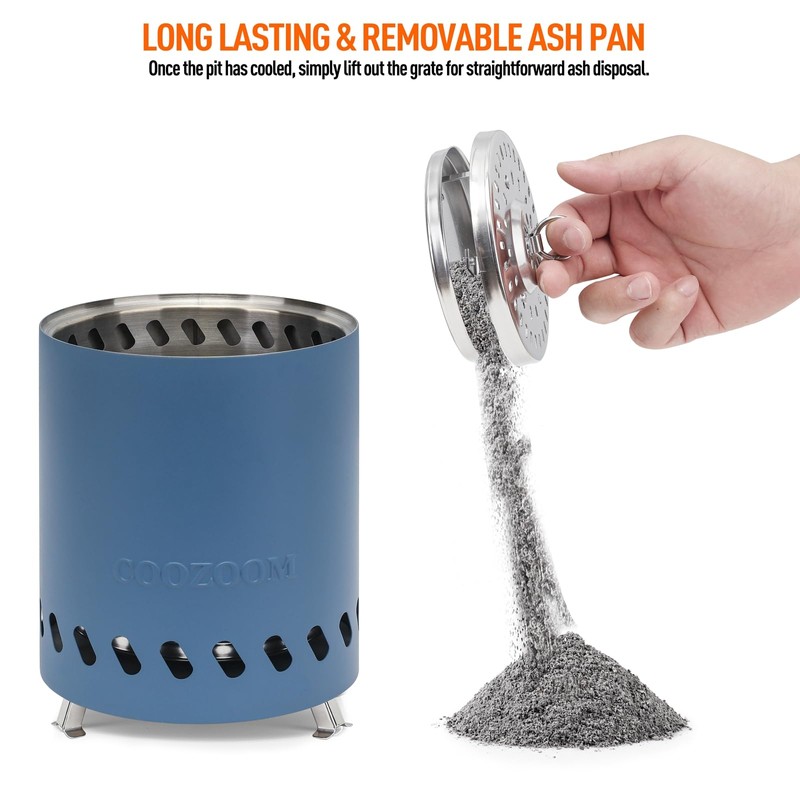 COOZOOM Portable Table Top Fire Pit with Stand, 5.5" Stainless