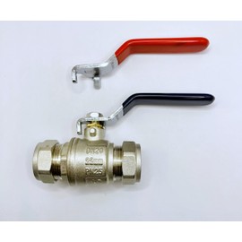 22mm Lever Valve Full BORE Ball Valve Compression Isolation Valve with RED & Blue Handle WRAS Approved
