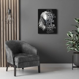 Inspirational Canvas Wall Art Bald Eagle Pictures Wall Decor Black and White Bald Eagle Painting Motivational Wall Art for Bedroom Bathroom Living Room Artwork Framed 12"x16"