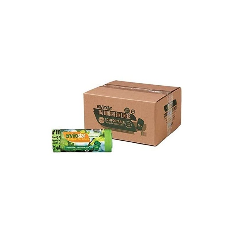 Envirostar Compostable Bin Liner, 36 Litre Capacity, Green