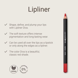 Sandstone Scandinavia Hypoallergenic Lipliner Diva | Vegan Dark Red Lip Liner | Fragrance Free Lip Liner pencil