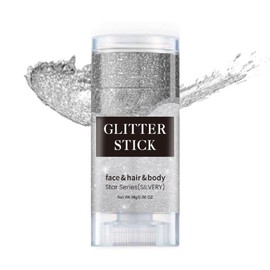Silver Face Glitter Stick,Holographic Sequins Paint Sparkling Body Glitter Gel Makeup for Women. (Silver face Glitter Stick)